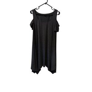 Torrid Womens Cold Shoulder Tunic Top Size 1 Gray Asymmetrical Hem Soft Stretch